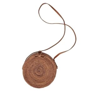 FREYA Handwoven  Crossbody Vintage Style Round Boho Purse, Tan, Women's OS